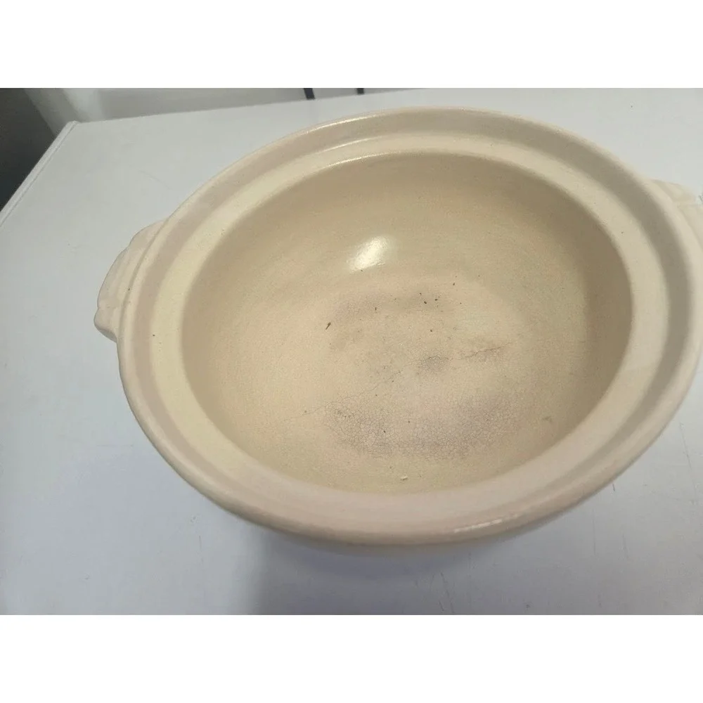 Vintage Donabe Japanese Clay Pot Hand Painted Vegetable Design Ceramic Casserole